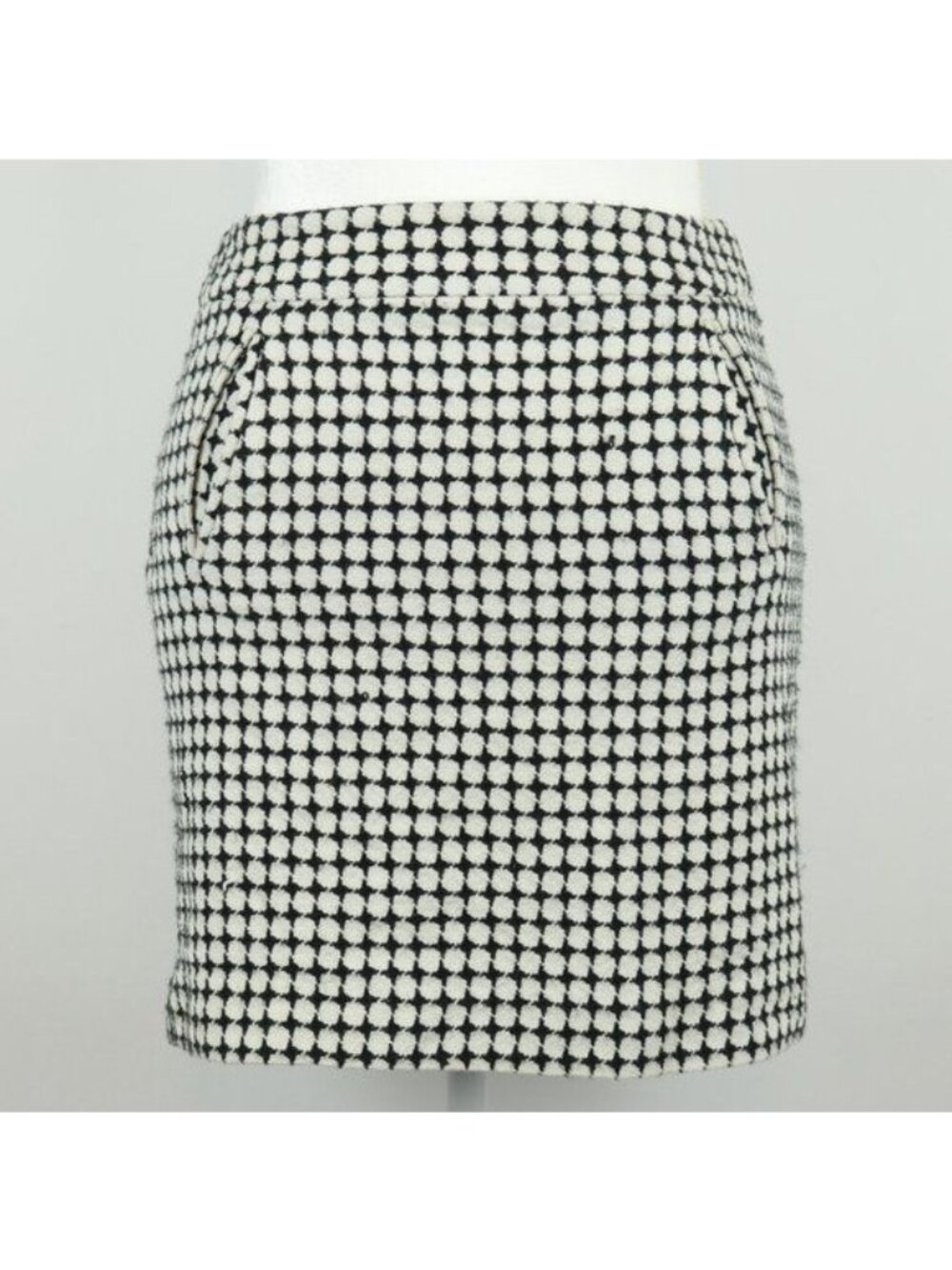 Ann Taylor LOFT Women's Size 2 Petite Black White Polka Dot Woven Pencil Skirt